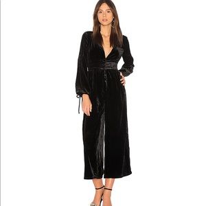 Free People True Lovin' Velvet One Piece Jumpsuit in Black